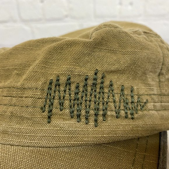 Army Hat Women Adjustable Strap Back Flat Cap Casual Zig Zag Stitch - Picture 6 of 8